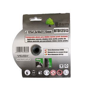 BAUM Tarcza diamentowa PEŁNA CIENKA 125x1,3mm