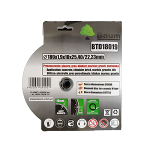 BAUM Tarcza diamentowa PEŁNA CIENKA 180x1,9mm
